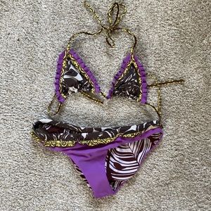 Cute string bikini with ruffles